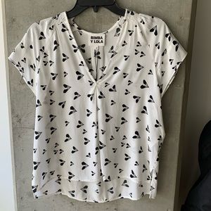 Heart print ❤️ smocking short sleeve blouse